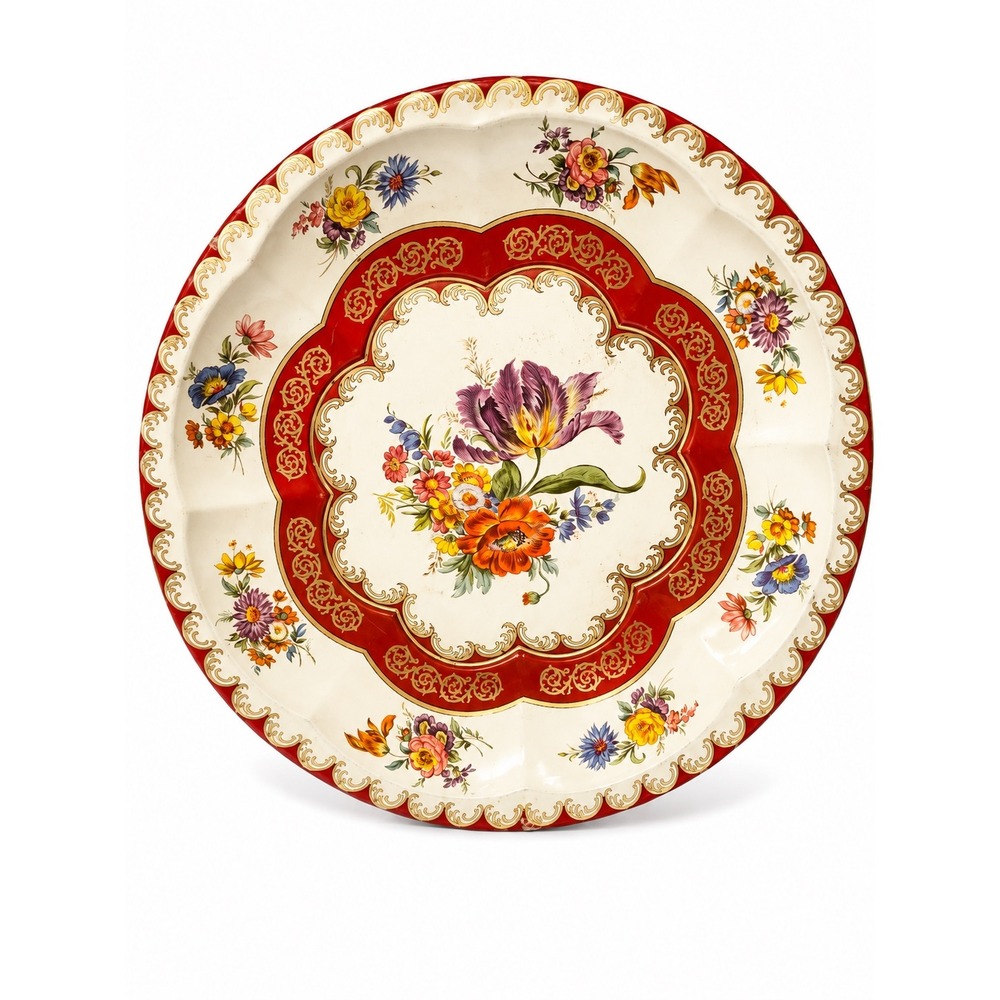 Vintage 1971 Daher Decorated Ware Tin Floral Platter Made in England 12.5"